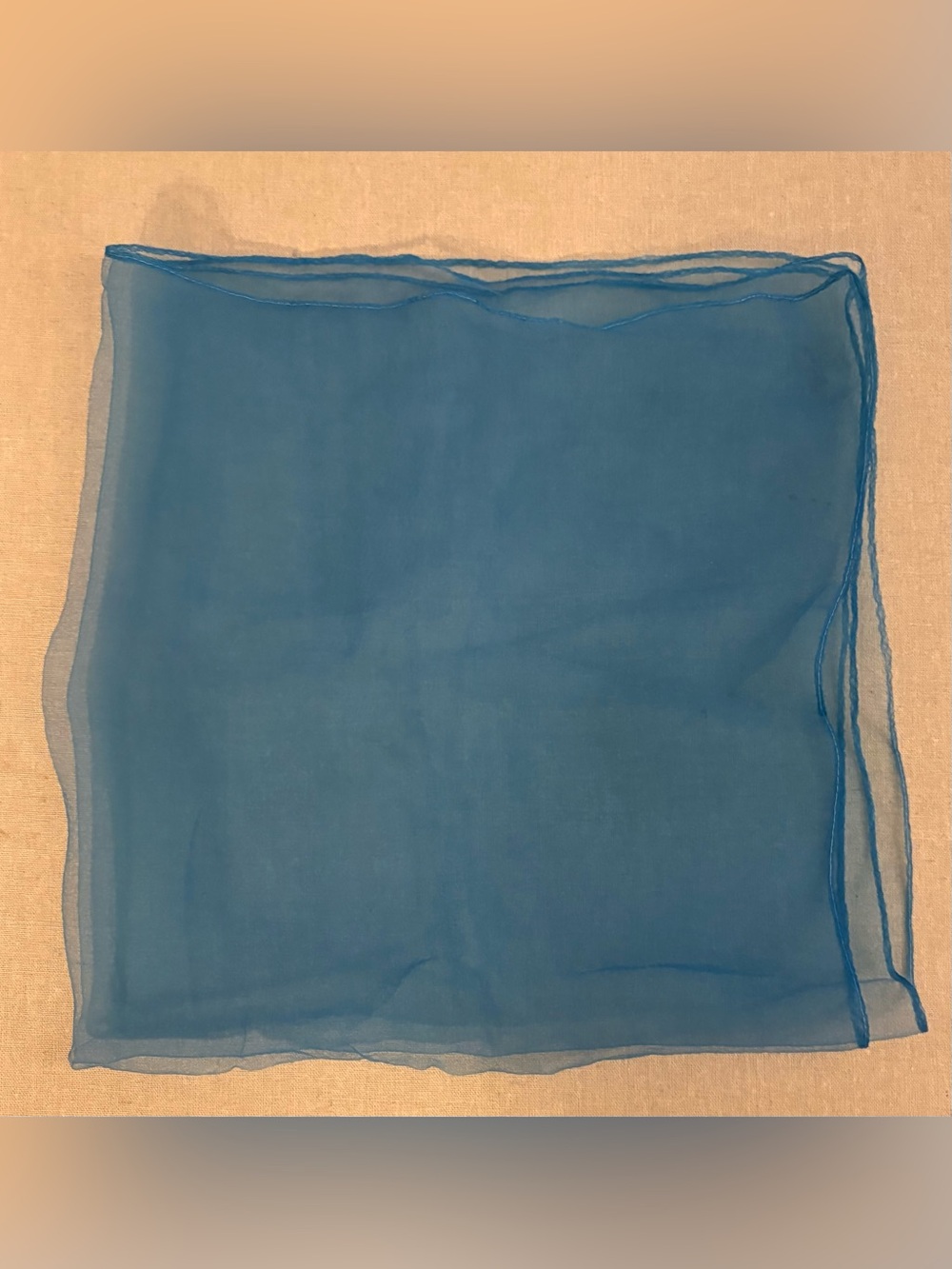 Vintage Sheer Teal Blue Square Scarf